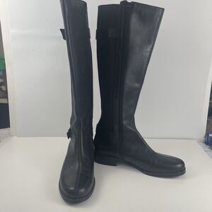 Aerosoles Black Leather Stretch Knee Boots Override Women’s Sz 9.5M